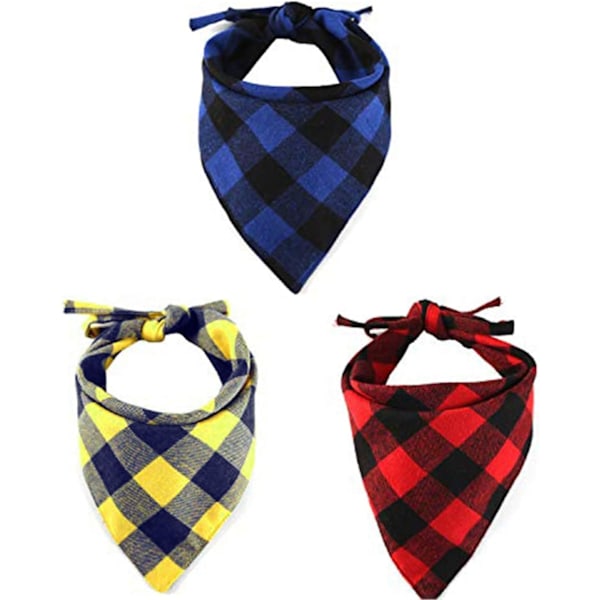 3-pakkaus Klassinen Ruudullinen Koiran Bandana-setti Pienille Keskikokoisille ja Suurille Lemmikeille
