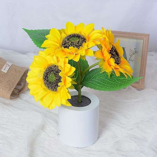 Solros bordslampa Uppladdningsbar sänglampa Sovrum Blomma Stämningsljus Nattlampa Blomkruka Skrivbordsdekoration Vardagsrum Estetisk present