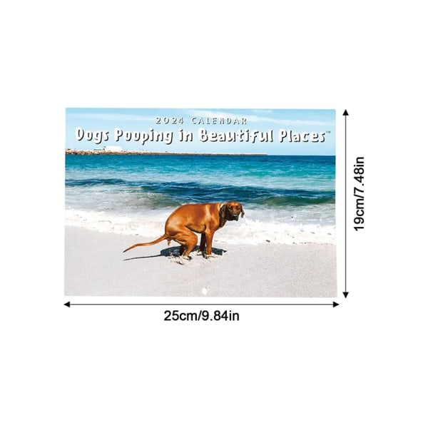 2024 e Rolig hund som bajsar på vackra platser Veggkalender Uniq A3 one size A3 one size