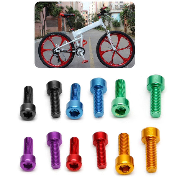 1 Pair Bicycle Water Bottle Holder Bolts M5 Aluminum Alloy Hex Screws Black