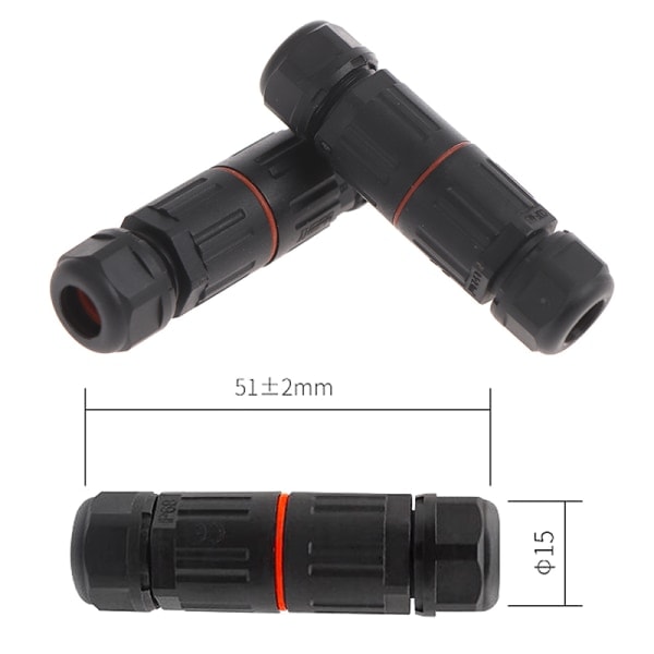 IP68 Teollisuusluokan vedenpitävä sähköjohtoliitin, musta, yksi koko black One Size