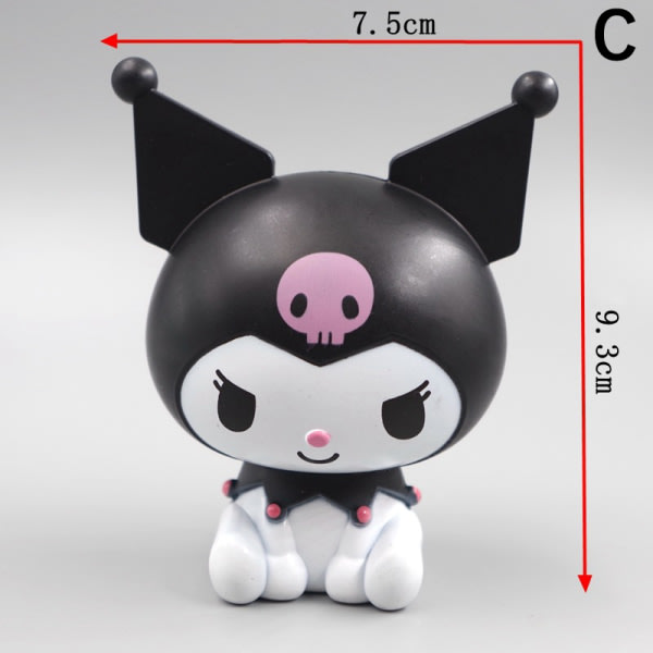 Kawaii Sanrio Anime Figur Cinnamoroll Pachacco Kuromi Dockan C