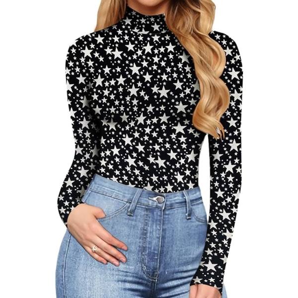 CDQ Dame Langærmet Poloshirt (Stjerner, Stor)