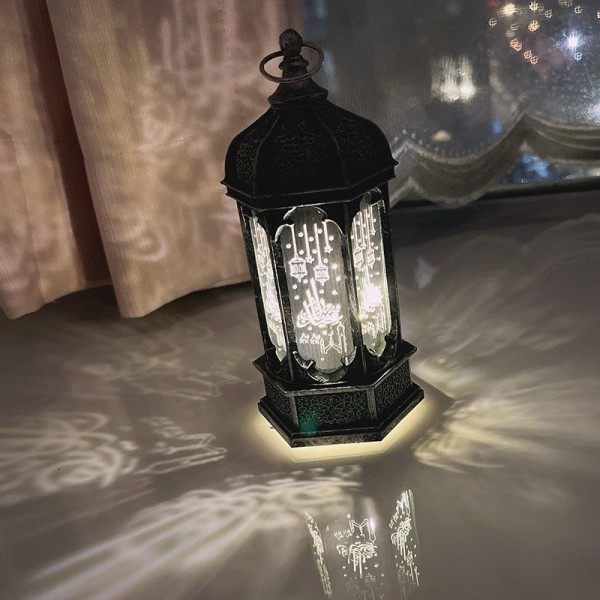 Eid Mubarak LED-tuulilyhtykoriste Islam Muslim Party Decora hopea yksikoko silver onesize