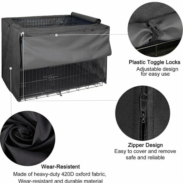 Stabilt Hundbursskydd för Inomhusbruk, Multifunktionellt Ljustätt Hundbursskydd, 420D Oxfordtyg Material (Utan Hundbur) (110×73×76cm)