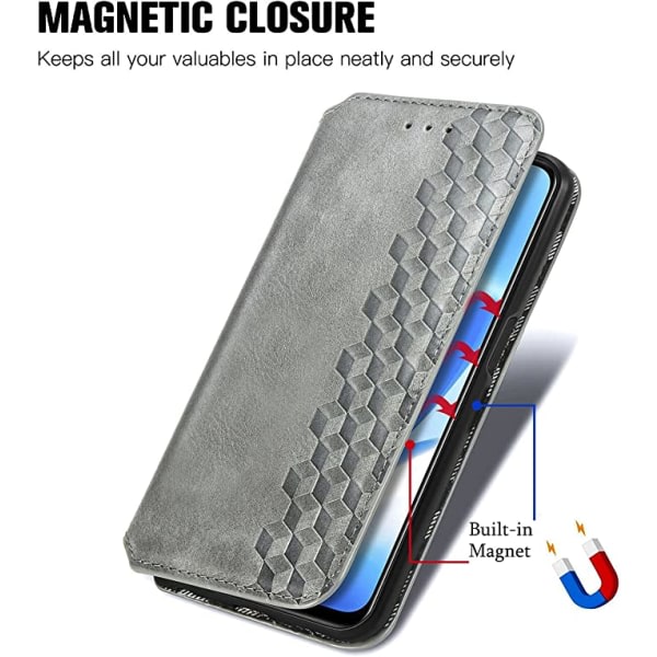 Case Yhteensopiva Samsung A53 5G:lle, Taittuva Flip Case ja Kickstand Kortplats Magnetisk stängning for Galaxy A53 5G (grå)