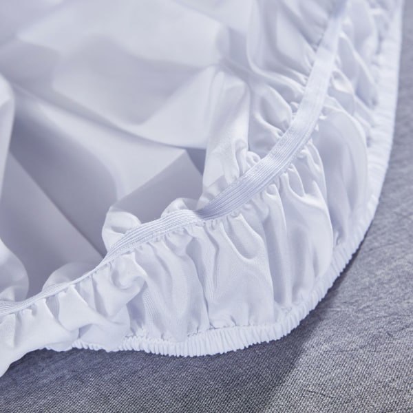 1-pack enfärgad elastiskt sängförkläde Mode enkel plisserad sängkjol Enkelt dubbeldust sängförkläde (180*200 cm/70,8*78,7\", Vit)