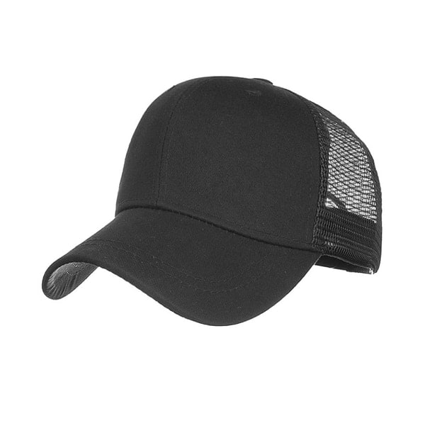 Hästsvans- cap för kvinnor Kvinnor Snapback Sommar Mesh -hatt Kvinnligt läge Hip Hop-hattar Casual Justerbart utomhusben Black