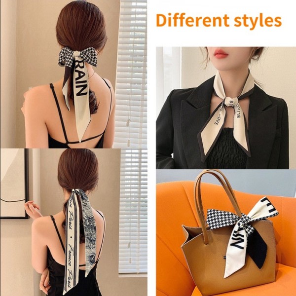 Nytt mode sidenscarf hårband Long Ribbon Bow n Printing Hai A8 one size A8 one size