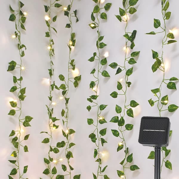Solar Powered Artificiell murgröna String Lights LED, festdekoration
