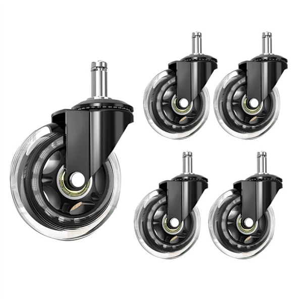 Kontorstolhjul 5-pakning, 10 mm stamme, passer til merkestoler, 3/8 \"