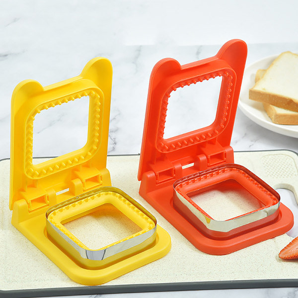 1. kvadratisk sandwichform DIY dessert toast maker kake gul