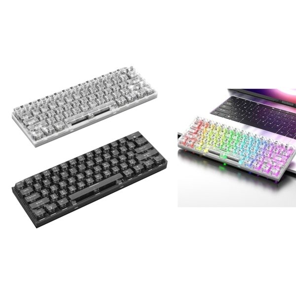 61-tangenters RGB-bakgrundsbelyst mekaniskt tangentbord Mini mekaniskt spelande tangentbord vitt