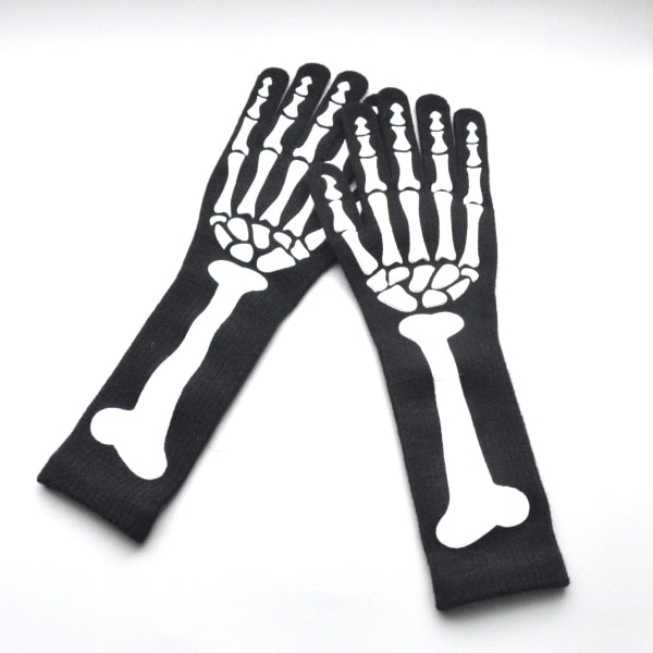 CDQ 1 par Halloween Luminous Skeleton Gloves Full Finger För Cospla MulticolorCDQ