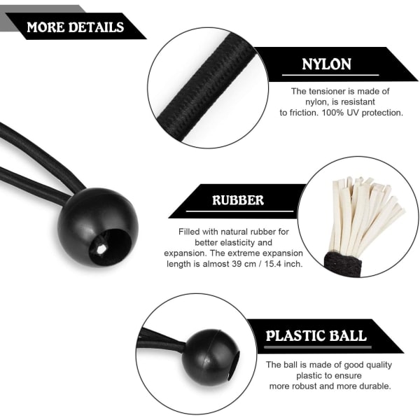 16 st Presenningspännare Kul Bungee Elastisk Gummi Spänning