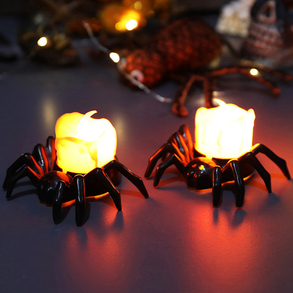 1/3ST Halloween pumpa lyktor Spindel LED elektronisk lys Svart 3 st Black 3Pcs