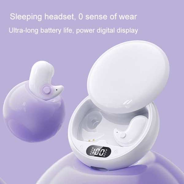 Bluetooth 5.3 Søvnørepropper TWS Ekte Trådløse Mini In-Ear Sidesoving Løping Sport Hodetelefoner Svart