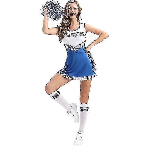 Naisten koululaisia musikaali Halloween-juhla cheerleader-asu mekko sininen blue 2XL