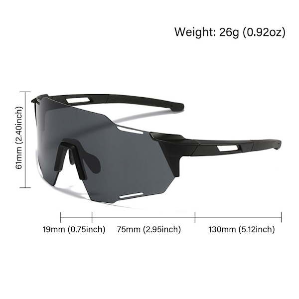 Sportsolbriller Sykkelbriller UV-beskyttende briller Motocrossbriller Black-Mirrored Gold