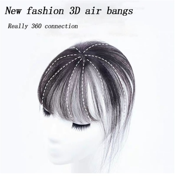3D Air Bangs Hairpiece Thin Hair Topper MÖRKBRUNT