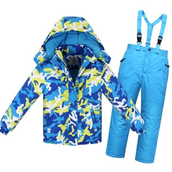 Barne skidress for gutter og jenter vindtett vanntett tykkelse blå 8A blue 8A