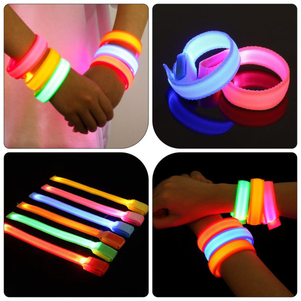 6 stk LED Lysende Armbånd, Glødende Blinkende Armbånd Glow in The Dark Armbånd til Bryllup, Raves, Koncert, Camping, Sportsbegivenheder, Fest