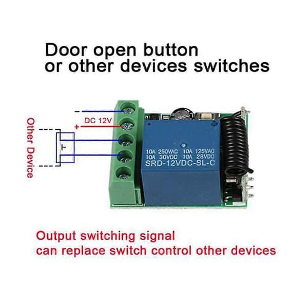 433 Mhz RF-switchmodtagermodul DC 12V modtagermodul med 2 sendere