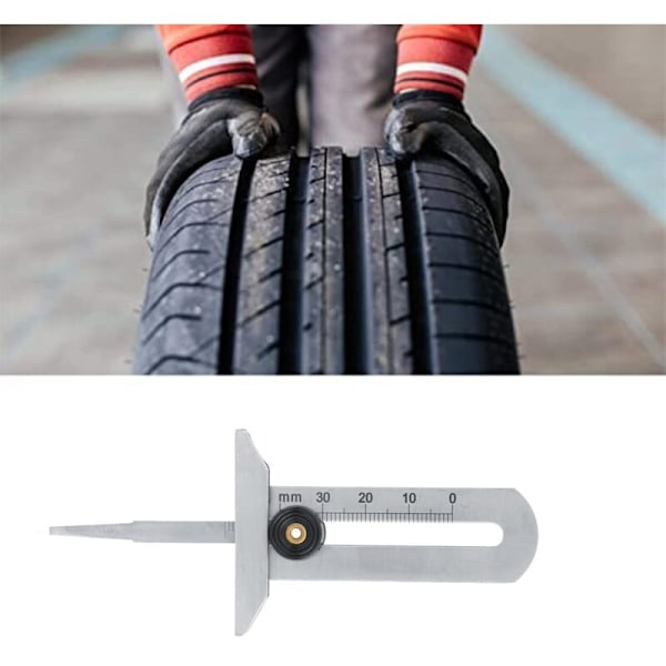 Dækslidmåler rustfrit stål 0-30mm til bil motorcykel