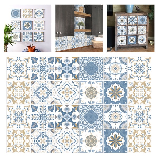 10 kpl Backsplash-laattojen tarroja DIY Kuori ja liimaa -tapetti Keittiön lattia Portaiden tarra 15CM