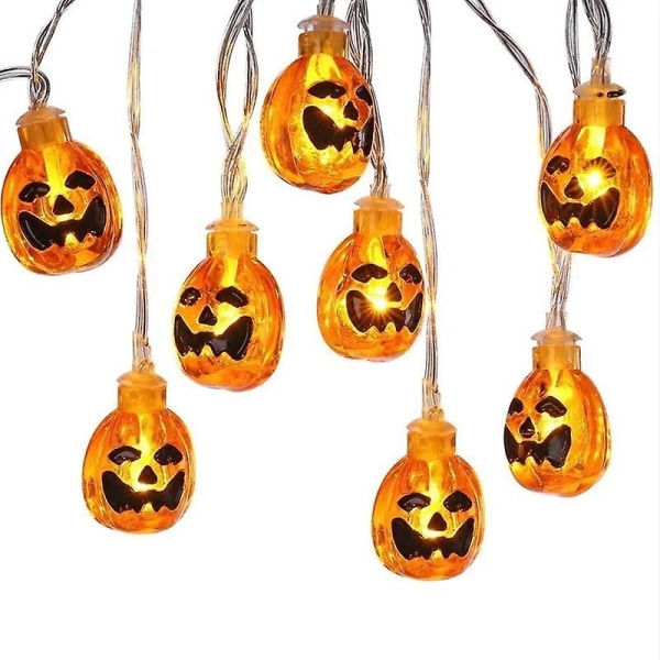 Halloween-dekorasjoner Gresskarstrenglys 40 LED batteridrevne fe-lys, 3D oransje gresskarlys for Halloween utendørs innendørs dekorasjoner