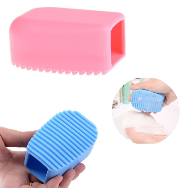 3 st Candy Color Blå og Rosa Silikon Tvättbräda Creative Mini Handhållen Tvättbräda