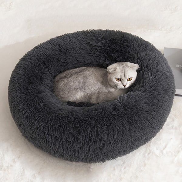 Plys Rund Form Kæledyr Soveseng Varm Vinter til Kat Bo Måtte Vaskbar Kennel Hyggelig Hund Seng Sofa Pude Blød Plys Blå S