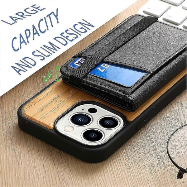 Mobile Phone Wallet Stick On Phone Case Black