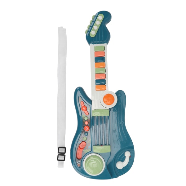 Elektrisk Guitar Legetøj Multifunktionel Folde Børne Guitar Klavermusik Oplysningslegetøj Blå
