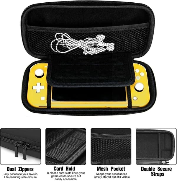 Nintendo Switch Lite etui med 8 spilkort og tilbehør
