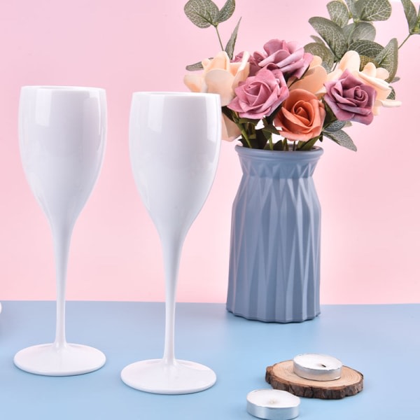 1 KOP Champagne Flutes Vin Vit Akryl Champagne Transparent vit Onesize white Onesize