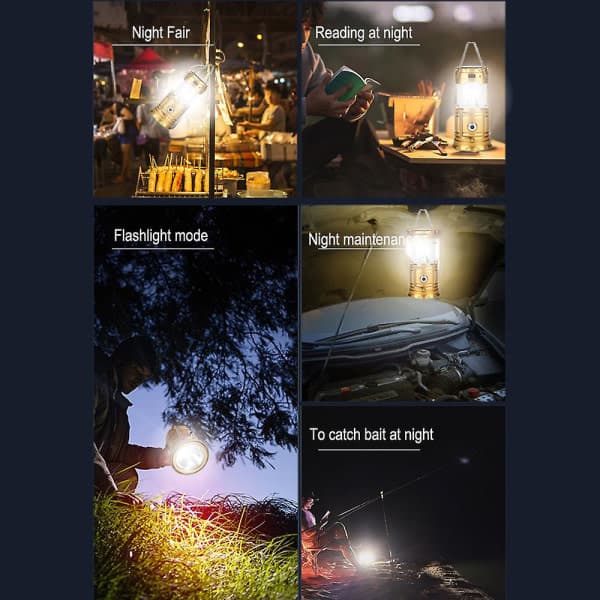 CDQ Solcelled LED Campinglys Vanntett Lys Nødlys Multifunksjonell Bærbar Strekklampe (Blå)
