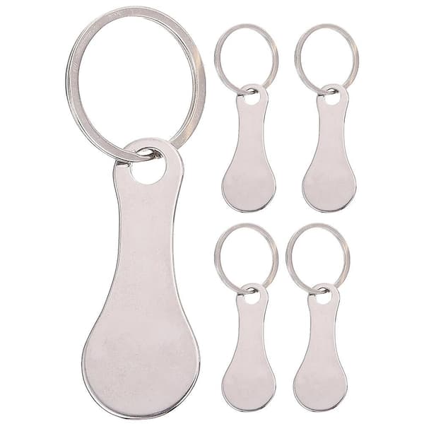 5 stk. indkøbsvognsmønter nøgleringe i rustfrit stål vognmønter metalnøgleringe 7,8X3CM