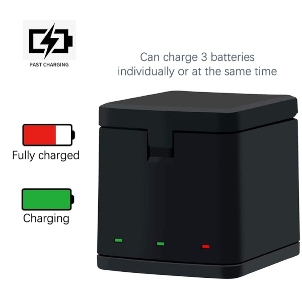 TELESIN batteri 1750 mAh för GoPro Hero 10 3 Ways LED Light Bat laddbox laddbox