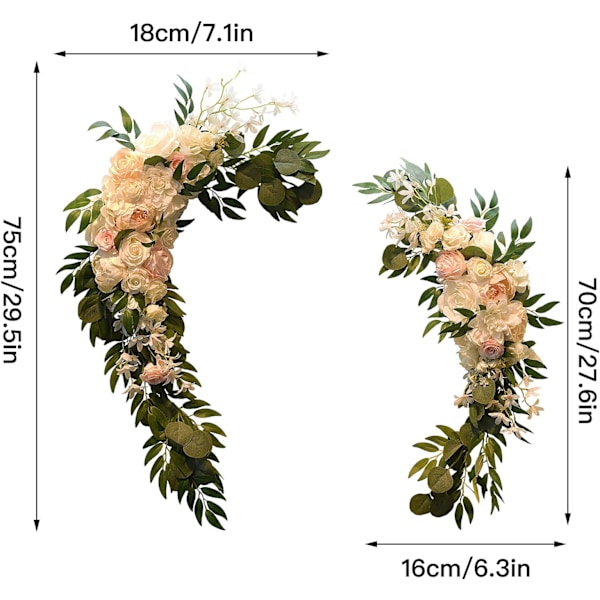 Kunstig Peonblomst Swag til Bryllupper, Midtpunkter og Bordarrangementer White