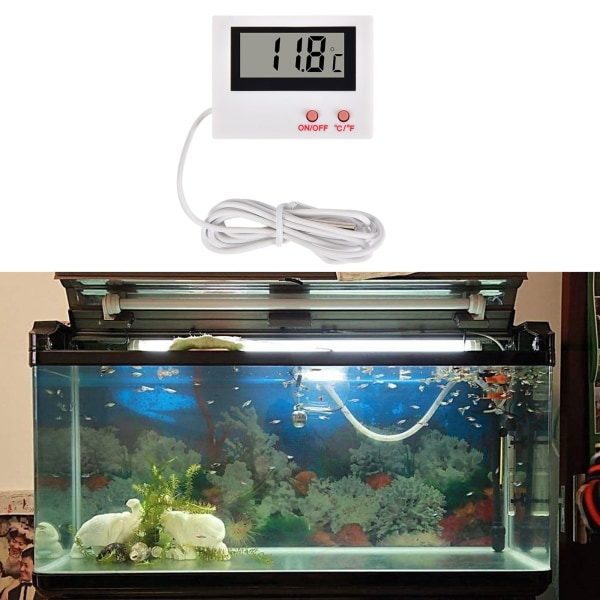 LCD-skærm Digital termometersensor til køleskab/akvarium/fisk til tank 3 FT 1MM sonder Terrariumtemperatur