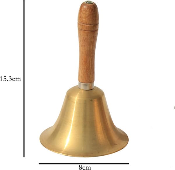 Käsikello, laivakello, puukahva, kuparimessinki, 8cm, 1 kpl