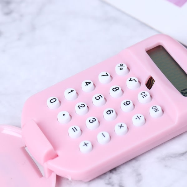 Bärbar miniräknare Fickstorlek Creative Keychain Calculator Of Pink Pink