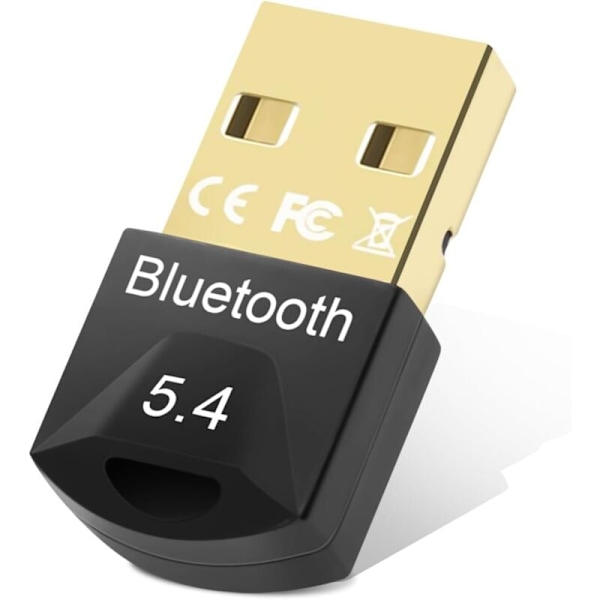 Bluetooth 5.4 USB-adapter til PC, hovedtelefoner, tastatur, smartphone, tablet, Windows 11/10/8.1/7 (Sort)