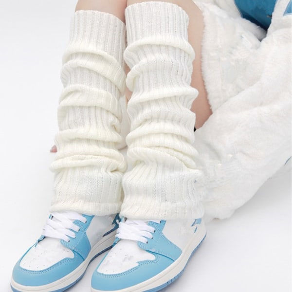 Lange sokker til damer, høst vinter benvarmere strikkede fodvarmere White ONESIZE White ONESIZE
