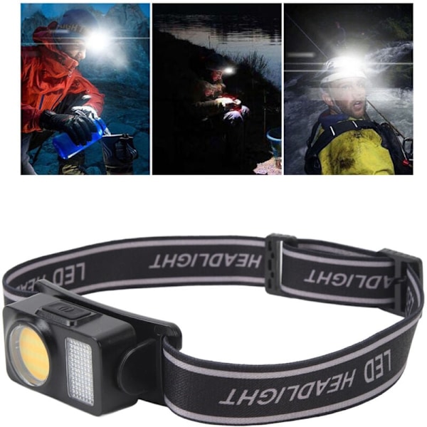 Pannlampa COB LED Hög Ljusstyrka Justerbar Vinkel Strålkastare för Camping Löpning Cykling Fiske, DUBUNS