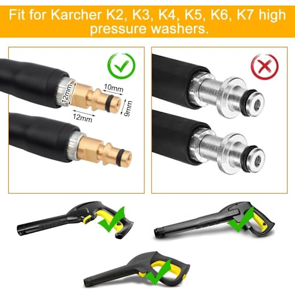 Ersättningsslang för högtryckstvätt Karcher K2 K3 K4 K5 K6 K7, anslutning & snabbkoppling (8m)