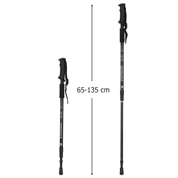 Walking Pole / Trekking Pole - Adjustable Height Black Svart
