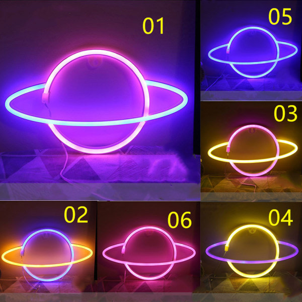Neonvalo planeettamuotoinen