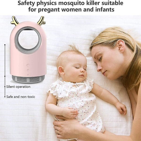 Sähköinen hyttysmyrkytyslamppu, USB-hyönteismyrkytin Bug Zapper Anti Mosquito Trap Lykta, hylkivä lamppu, makuuhuoneeseen, olohuoneeseen, keittiöön, vaaleanpunainen (1 kpl)